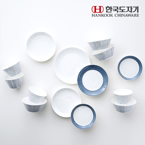 [코드번호:DA0030][HANKOOK CHINAWARE] 한국도자기 코지 블루 4인 홈세트 14p