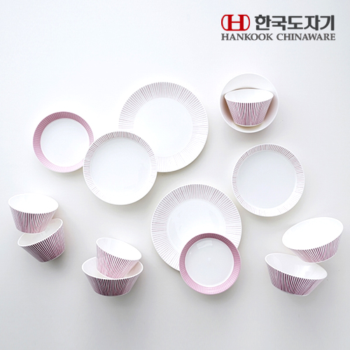 [HANKOOK CHINAWARE] 한국도자기 코지 핑크 4인 홈세트 14p