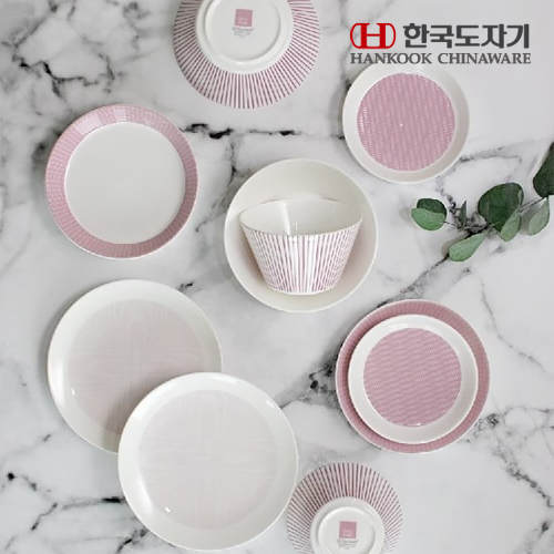 [HANKOOK CHINAWARE] 한국도자기 코지 핑크 2인 차림세트 10p
