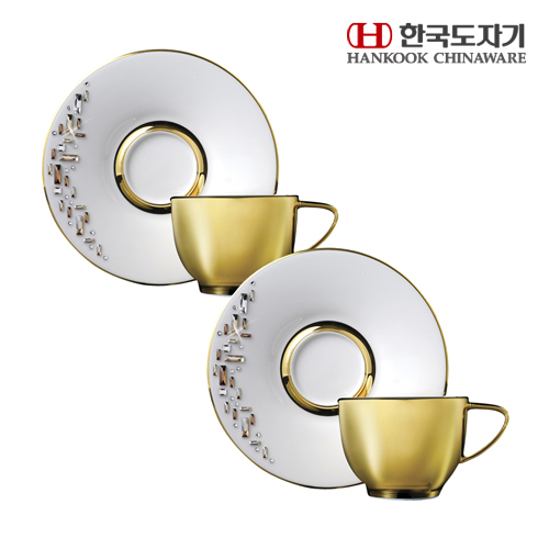 [HANKOOK CHINAWARE] 한국도자기 프라우나 다이아나 골드 커피세트 4p