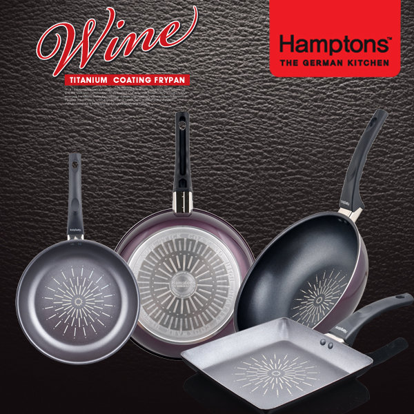 [Hamptons] 햄튼 Wine 티타늄코팅 인덕션 프라이팬 4종 세트 (20,28+궁중팬28+사각팬22)